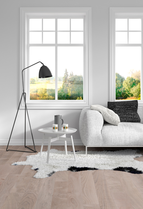 Professional white window installation - inside view of modern house